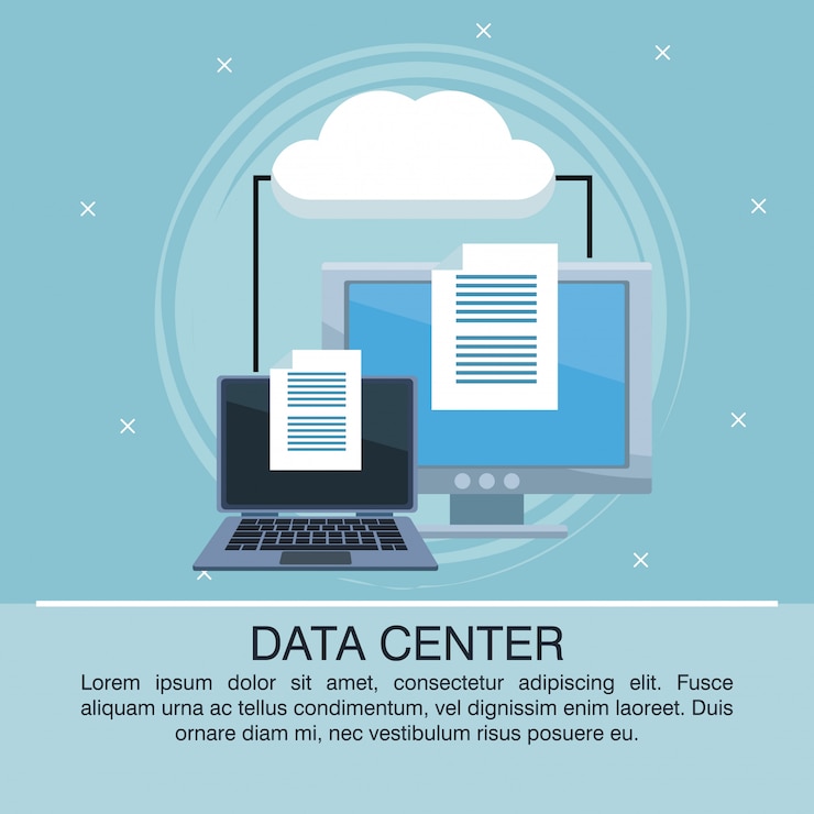 Vector data center poster with informaton