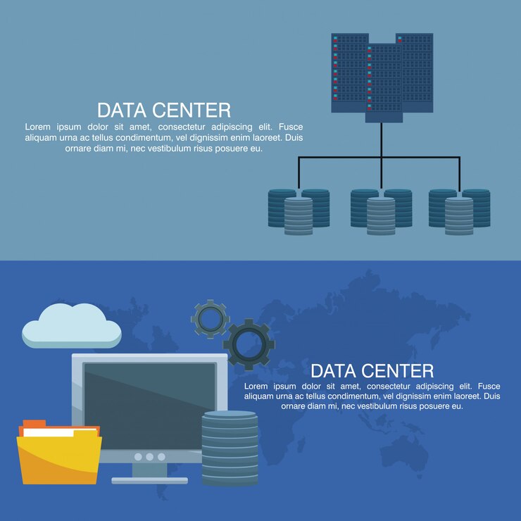 Vector data center poster with informaton