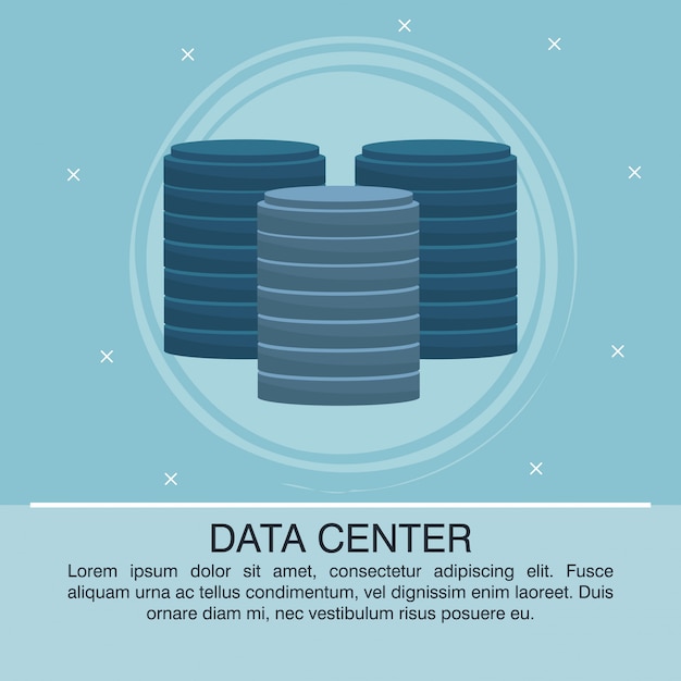 Vector data center poster with informaton