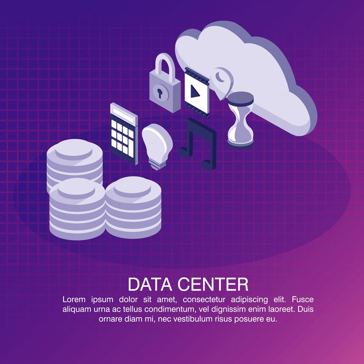 Vector data center poster with informaton