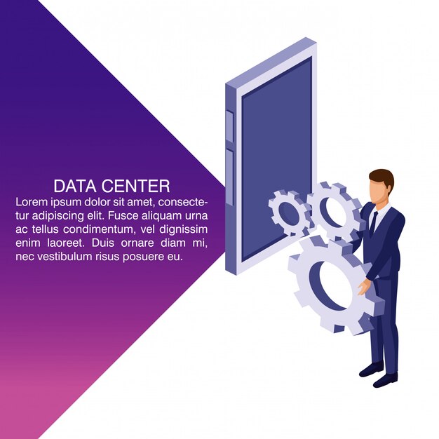 Vector data center poster with informaton