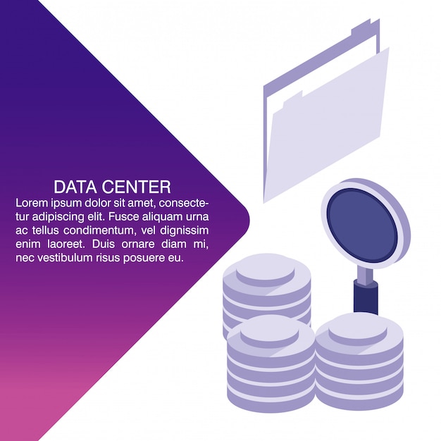 Vector data center poster with informaton