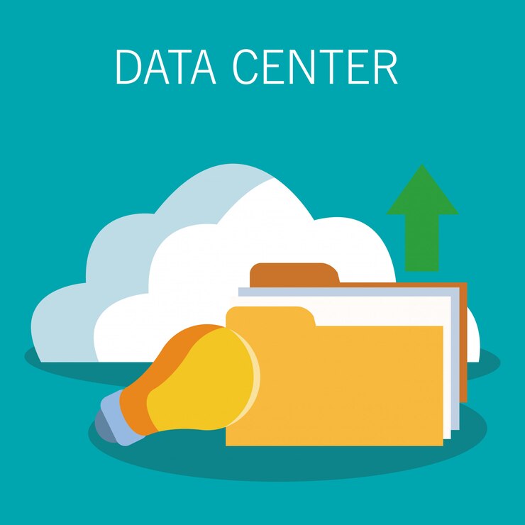 Vector data center technology folder and cloud computing 