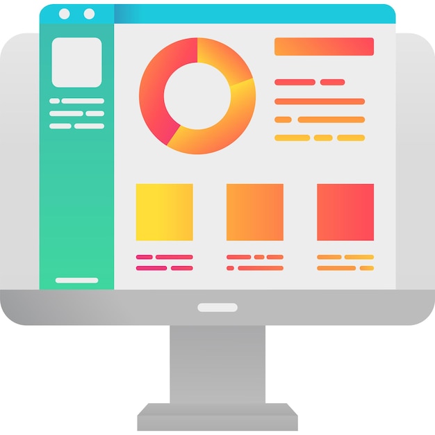 Data in chart on vector computer icon on white