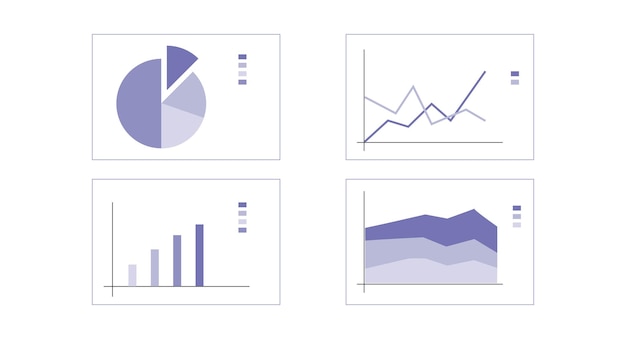 Vector data charts purple on presentations slide