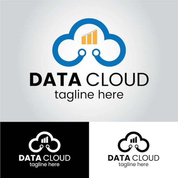 Data cloud business vector logo ontwerp