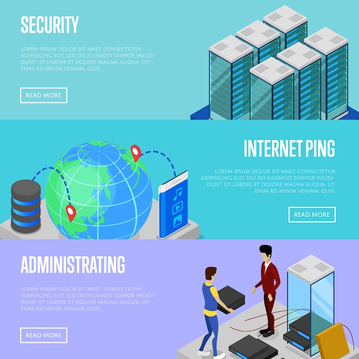 Vector data cloud security and administration baner web set