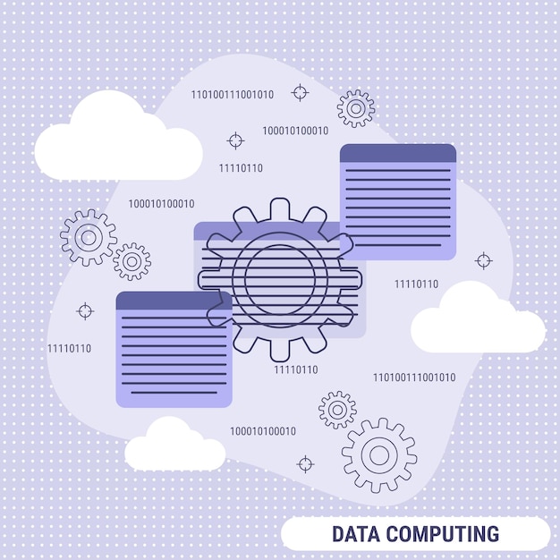 Vector data computing flat design style vector concept illustration