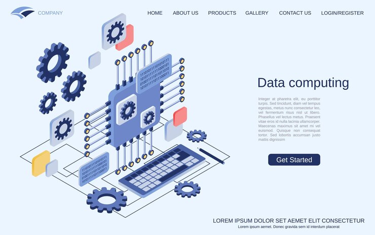 Vector data computing modern 3d isometric vector concept illustration