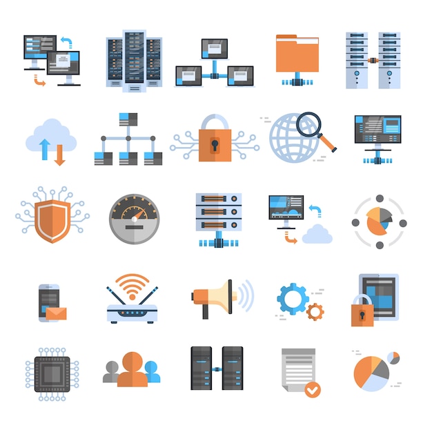 Vector data connection icons set