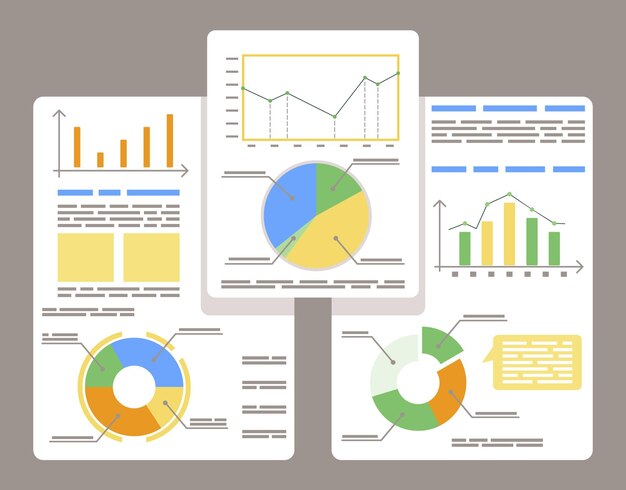 Vettore diagrammi dei dati grafici e grafico a bordo report