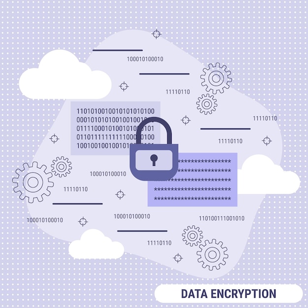 Data encryption flat design style vector concept illustration