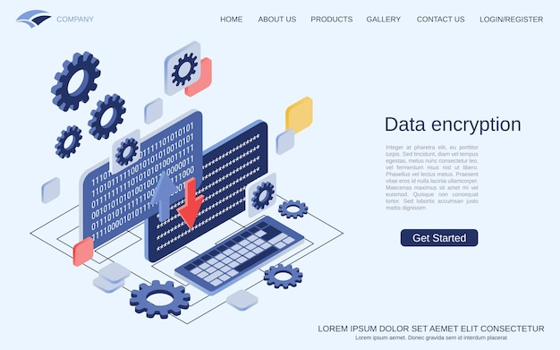 Data encryption modern 3d isometric vector concept illustration