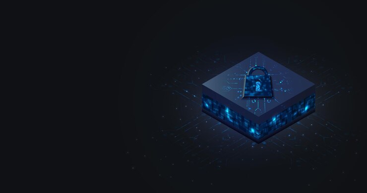 Vector data encryption with a padlock 3d vector illustration of a padlock blue padlock backdrop image