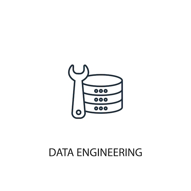 Icona della linea del concetto di ingegneria dei dati. illustrazione semplice dell'elemento. progettazione di simboli di struttura del concetto di ingegneria dei dati. può essere utilizzato per ui/ux mobile e web