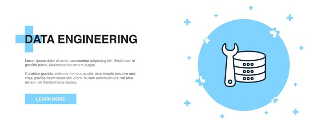 Data Engineering icon banner outline template concept Data Engineering line illustration