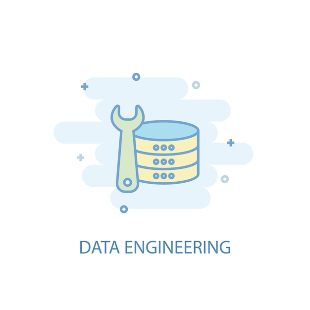 Concetto di linea di ingegneria dei dati. icona della linea semplice, illustrazione colorata. design piatto simbolo di ingegneria dei dati. può essere utilizzato per ui/ux