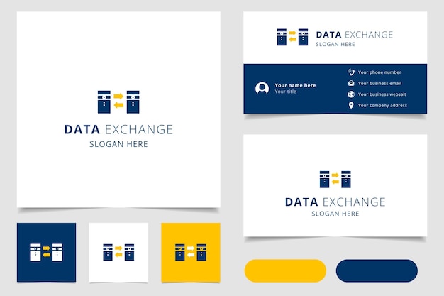 Data exchange logo design with editable slogan branding book