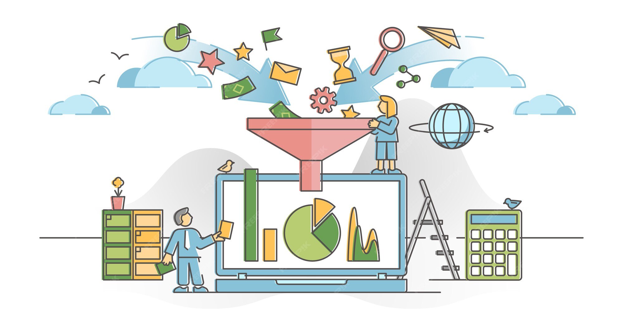 Premium Vector | Data filter with information flow analysis and ...