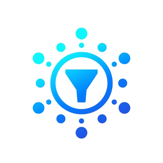 Data filtering icon with funnel