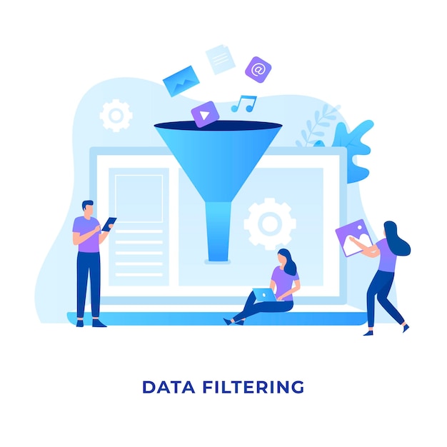 Concetto di illustrazione di filtraggio dei dati per siti web