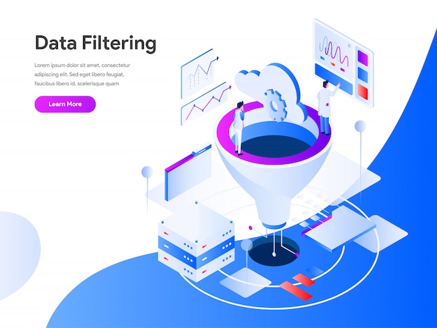 Filtraggio dei dati isometrico per la pagina del sito web