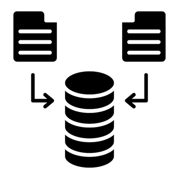Data Flow Glyph Solid Black Illustration