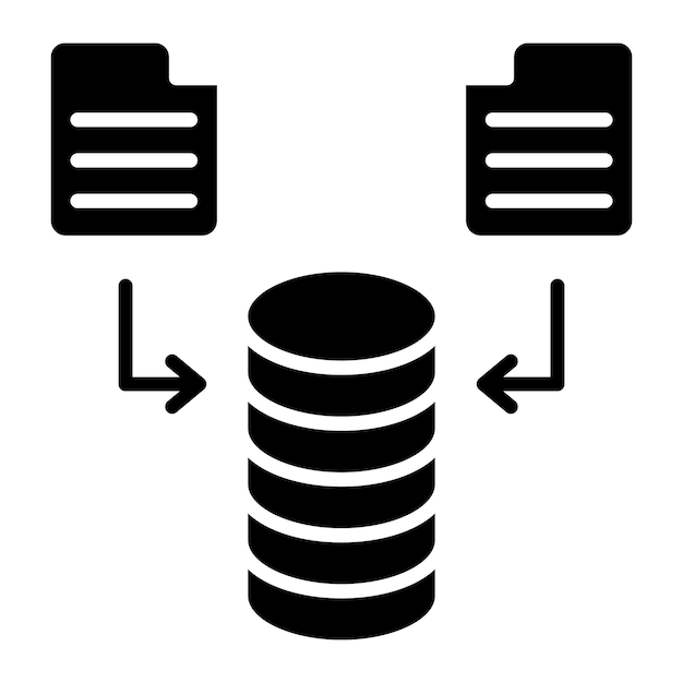 Vector data flow glyph solid black illustration