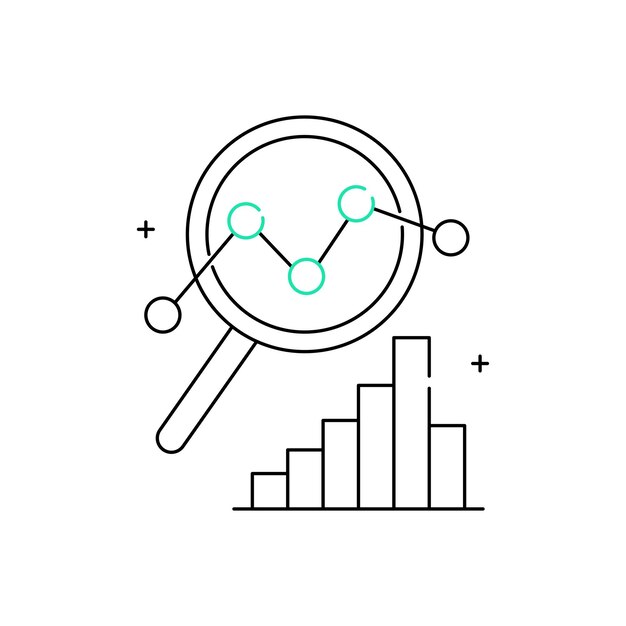 Data-gedreven Information-gedreven Vector Symbol Icon Design met bewerkbare Stroke insight gegevensverwerking