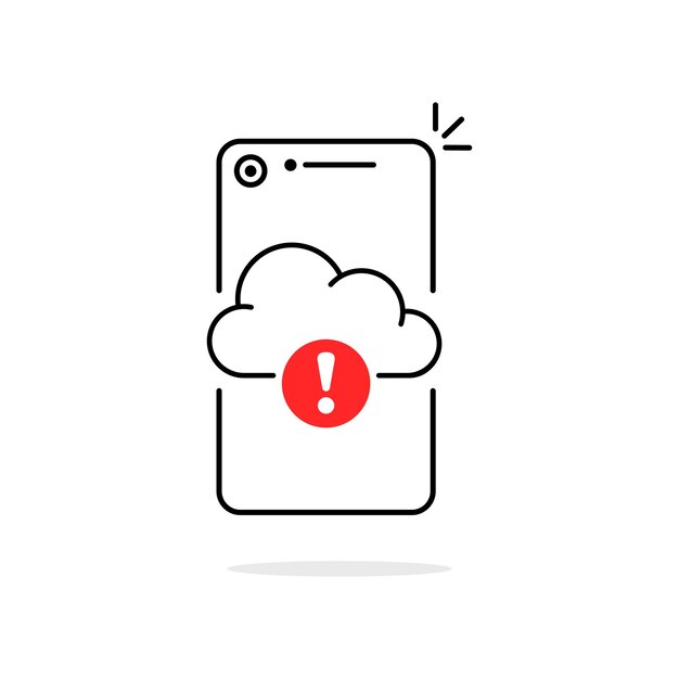 data issue or cloud error icon with thin line phone simple trend modern graphic disconnection logotype design web element isolated on white background concept of broken communication with database