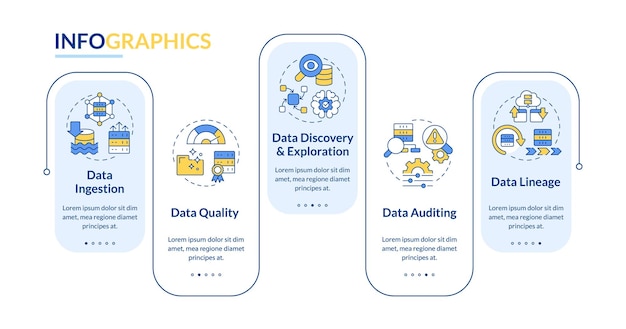 Concetti chiave del data lake modello infografico rettangolo blu