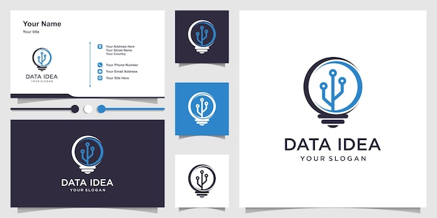 Data logo with creative idea and business card set