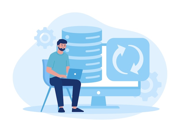 Vector data management concept flat illustration