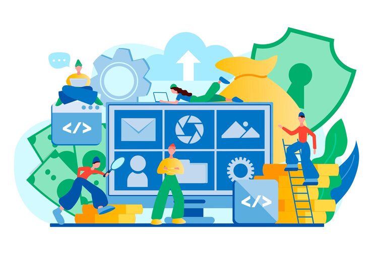 Vector data management data privacy data security file storage database tiny people programmers teamwork