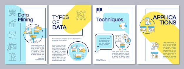 青と黄色のデータマイニングパンフレットテンプレート