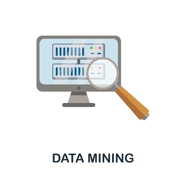 Data mining flat icon colored sign from machine learning collection creative data mining icon illustration for web design infographics and more