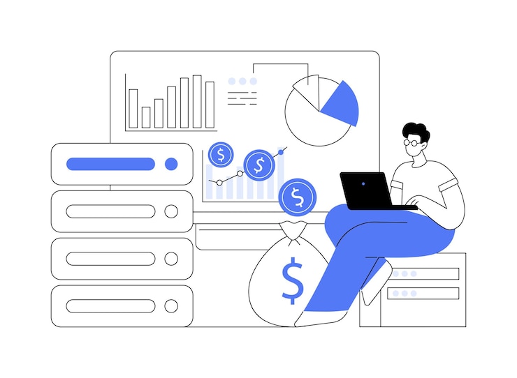 Vector data monetization abstract concept vector illustration