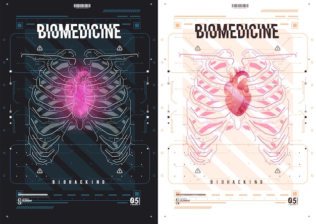 Monitor dati visita medica moderna stile hud scansione del corpo umano raggi x infografica medica