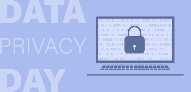 Data Privacy Day Template for background banner card poster with text inscription January 28