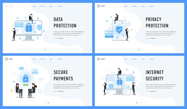 Data privacy protection secure payments and internet security set