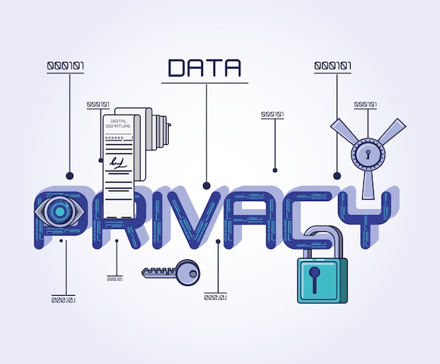 データのプライバシー技術は、ベクトルイラストのデザインを設定する
