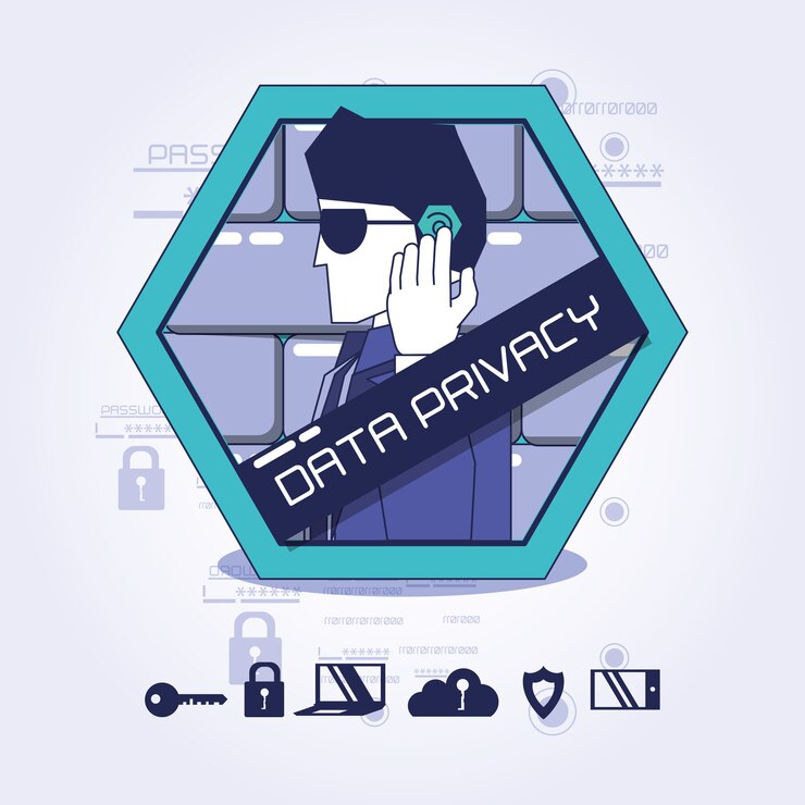 Vector data privacy technology set icons vector illustration design