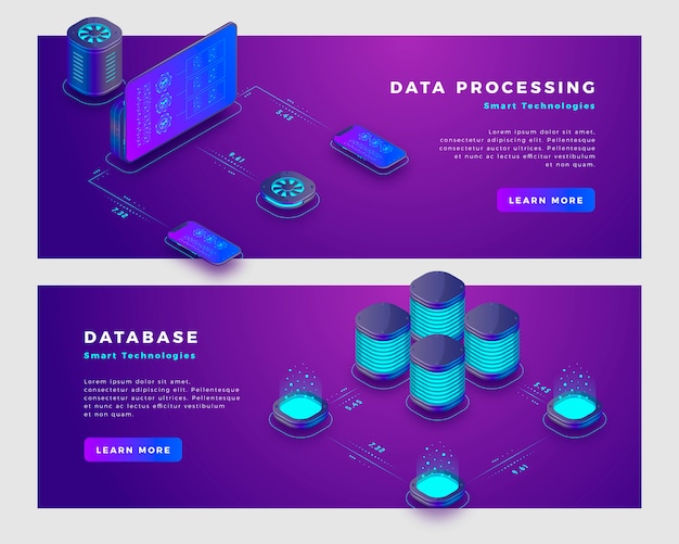 Шаблон баннера обработки данных и концепции базы данных.