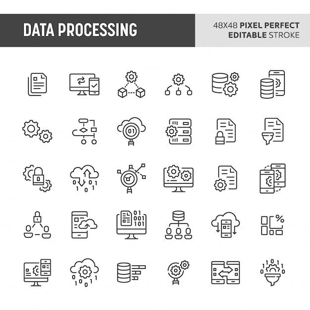 Set di icone di elaborazione dati