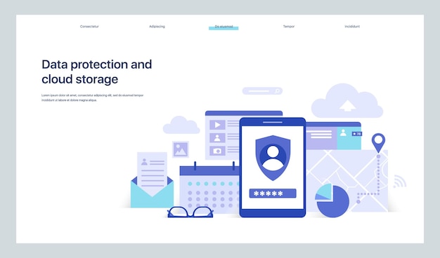 Data protection and cloud storage. Design of the main page of the site