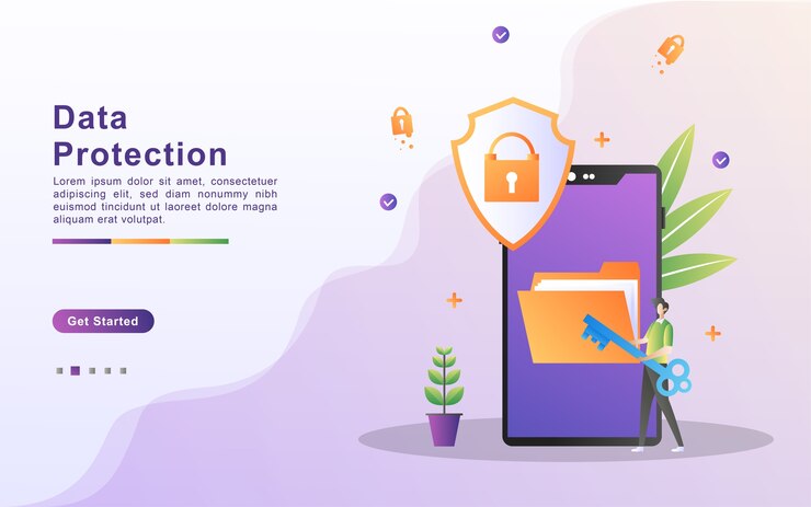 Vector data protection concept. back up and save important data.