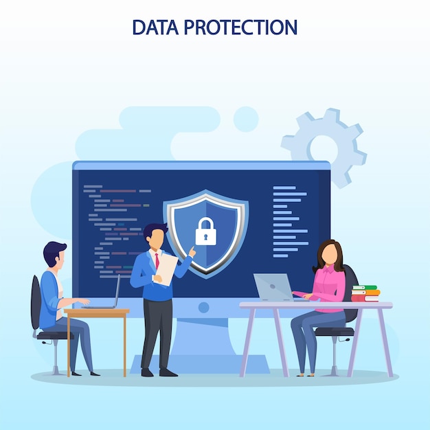 データ保護の概念 データ セキュリティとプライバシーとインターネット セキュリティ フラット ベクトル図