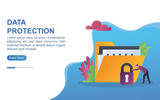 Data protection concept for landing page or web banner.