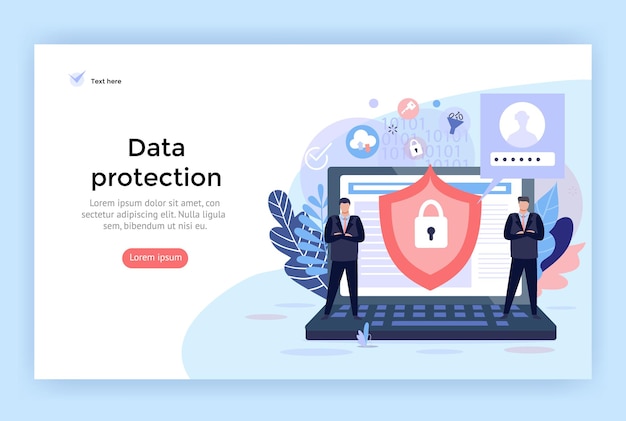 Vettore illustrazione del concetto di protezione dei dati e sicurezza informatica perfetta per il web design