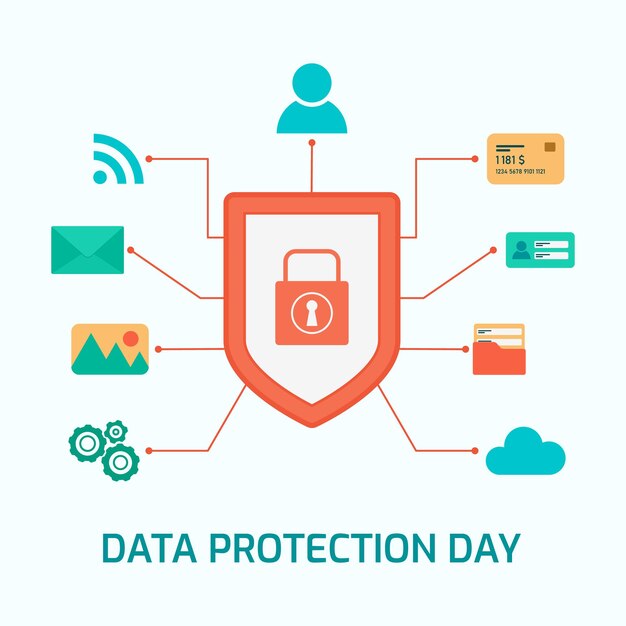 Data protection day concept di illustrazione vettoriale flat design per web e mobile